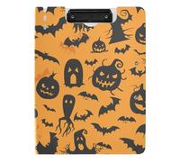 Foldable Clipboard Scary Halloween Orange Black A4 Clipboard Folio Binder Horizontal and Vertical Double Clips School Clip Board with Cover