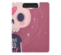Foldable Clipboard Skull Monsters Candy Cute A4 Clipboard Binder Two Metal Clips Pen Holder School Clip Board with Cover