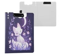 Foldable Clipboard Sweet Lavender Blush Fox A4 Clipboard Binderfolio Double Metal Clips Pen Holder School Clip Board with Cover