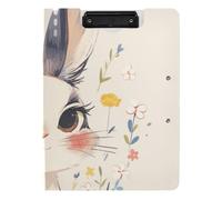 Foldable Clipboard Vintage Cute Cartoon Rabbit A4 Clipboard Folio Double Clips Pen Holder Office Clip Board with Cover