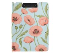 Foldable Clipboard Vintage Orange Peach Corn Poppies A4 Clipboard Folio Double Clips Pen Holder Nursing Clip Board with Hard Cover