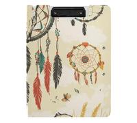 Foldable Clipboard Western Cowboy Dream Catchers Skull A4 Clipboard with Padfolio Two Metal Clips Pen Holder School Clip Board with Hard Cover