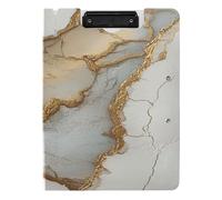 Foldable Clipboard with Storage A4 Clipboard Clipfolio Double Metal Clips Pen Holder Nursing Clip Board with Hard Cover Marble White Neutral