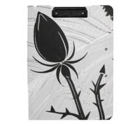 Foldable Clipboard with Storage Black Thorn Rose A4 Clipboard Binder Horizontal and Vertical Double Clips School Clip Board with Cover