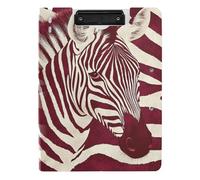 Foldable Clipboard with Storage Burgundy Animal Skin Texture A4 Clipboard with Padfolio Two Metal Clips Pen Holder School Clip Board with Cover