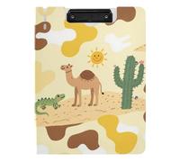 Foldable Clipboard with Storage Camouflage Yellow Desert A4 Clipboard with Binder Two Metal Clips Pen Holder School Clip Board with Cover