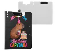 Foldable Clipboard with Storage Cartoon Capybaras Happy Birthday A4 Clipfolio Double Clips Pen Holder Nursing Clip Board with Cover