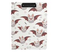 Foldable Clipboard with Storage Cartoon Vampire Bat Light Brown A4 Clipboard Folio Two Metal Clips Pen Holder Office Clip Board with Cover