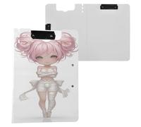 Foldable Clipboard with Storage Cute Doll Anime Bandage A4 Clipboard Binderfolio Horizontal and Vertical Double Clips Office Clip Board with Cover