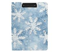 Foldable Clipboard with Storage Embossed Winter Snowflake Design A4 Clipboard with Binder Double Clips Pen Holder Office Clip Board with Cover