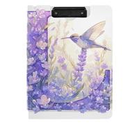 Foldable Clipboard with Storage Floralmorphic Letter L Purple Lavender Flower Watercolor Style A4 Clipboard with Binder Horizontal and Vertical Double Clips Nursing Clip Board with Cover
