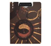 Foldable Clipboard with Storage Gothic Darkness Snakes Gold Sun A4 Clipboard Folio Double Clips Pen Holder School Clip Board with Cover