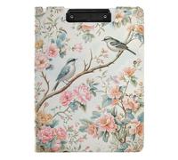 Foldable Clipboard with Storage Illustration Cute Bird Spring A4 Clipfolio Double Clips Pen Holder Nursing Clip Board with Cover