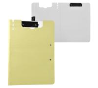 Foldable Clipboard with Storage Khaki Yellow A4 Clipfolio Horizontal and Vertical Double Clips School Clip Board with Hard Cover