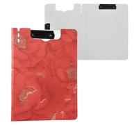 Foldable Clipboard with Storage Large Red Carnation A4 Clipboard with Padfolio Two Metal Clips Pen Holder School Clip Board with Hard Cover