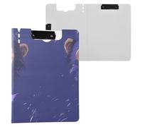 Foldable Clipboard with Storage Little Purple Chimpanzee Face A4 Clipboard Binderfolio Horizontal and Vertical Double Clips Nursing Clip Board with Cover