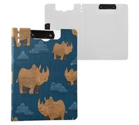 Foldable Clipboard with Storage Trendy Style Wooden Rhino Blu Ray A4 Clipfolio Double Metal Clips Pen Holder Office Clip Board with Hard Cover
