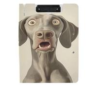 Foldable Clipboards A4 Clipboard with Binder Double Clips Pen Holder School Clip Board with Cover Cartoon Funny Weimaraner Dogs Fear