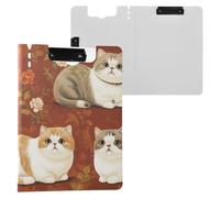Foldable Clipboards Aesthetic Exotic Shorthair Cats Terracotta A4 Clipfolio Horizontal and Vertical Double Clips Office Clip Board with Cover