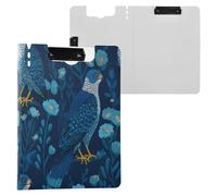 Foldable Clipboards African Hawk Bluebonnet Dark Blue A4 Clipboard Binderfolio Two Metal Clips Pen Holder School Clip Board with Cover
