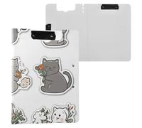 Foldable Clipboards All Saints' Day British Shorthair Cats White A4 Clipboard Binderfolio Double Metal Clips Pen Holder School Clip Board with Cover