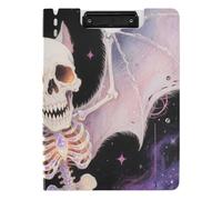 Foldable Clipboards Anime Style Evil Skeleton Tarot Black and Pink A4 Clipboard Folio Horizontal and Vertical Double Clips School Clip Board with Cover