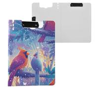 Foldable Clipboards Art Blue Red Birds A4 Clipboard Clipfolio Double Metal Clips Pen Holder Nursing Clip Board with Hard Cover