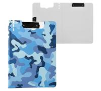 Foldable Clipboards Camouflage Blue Dark A4 Clipfolio Two Metal Clips Pen Holder Office Clip Board with Cover