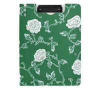 Foldable Clipboards Carnation Lace Emerald Green A4 Clipboard with Padfolio Double Clips Pen Holder Nursing Clip Board with Cover