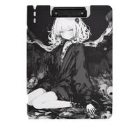 Foldable Clipboards Cute Gothic Black Angel Anime A4 Clipboard Folio Two Metal Clips Pen Holder Office Clip Board with Cover