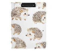 Foldable Clipboards Cute Hedgehog White A4 Clipboard Folio Binder Double Clips Pen Holder Office Clip Board with Cover