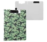 Foldable Clipboards Green Planes Camouflage A4 Clipboard Binder Double Metal Clips Pen Holder Office Clip Board with Cover