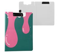 Foldable Clipboards Light Red Drip Design on Dark Green A4 Clipboard Folio Two Metal Clips Pen Holder Nursing Clip Board with Cover