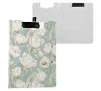 Foldable Clipboards Lush Tulips Pale Green A4 Clipboard Binder Horizontal and Vertical Double Clips Nursing Clip Board with Hard Cover