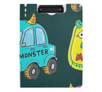 Foldable Clipboards Monsters Car Colorful Green A4 Clipboard with Binder Two Metal Clips Pen Holder School Clip Board with Cover