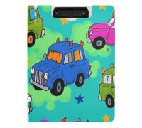 Foldable Clipboards Monsters Car Colorful Green A4 Clipfolio Horizontal and Vertical Double Clips Office Clip Board with Cover