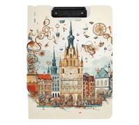 Foldable Clipboards Munich Oktoberfest Beer Castle A4 Clipboard Clipfolio Horizontal and Vertical Double Clips Office Clip Board with Cover