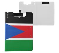 Foldable Clipboards National Flag of South Sudan A4 Clipboard with Padfolio Double Metal Clips Pen Holder School Clip Board with Cover