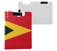 Foldable Clipboards National Flag of Timor-Leste A4 Clipboard with Padfolio Double Metal Clips Pen Holder School Clip Board with Cover