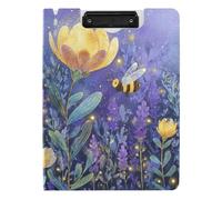 Foldable Clipboards Shining Night Bees A4 Clipboard with Padfolio Horizontal and Vertical Double Clips Office Clip Board with Cover