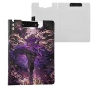 Foldable Clipboards Tarot Card Anime Purple A4 Clipboard Padfolio Double Clips Pen Holder School Clip Board with Hard Cover