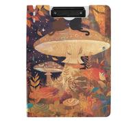 Foldable Clipboards Two Cats Sitting on The Mushroom A4 Clipboard Binder Double Metal Clips Pen Holder Office Clip Board with Hard Cover