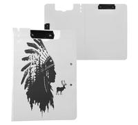 Foldable Clipboards Western Indian Headdress Tribal Deer A4 Clipfolio Double Clips Pen Holder School Clip Board with Cover