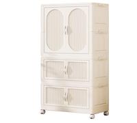Foldable Closet Armoire with Shelves, Portable Wardrobe Organizer, Easy Assembly, Storage Cabinet for Bedroom, Hanging Rail and Swivel Wheels