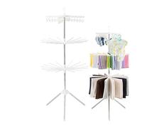 Foldable Clothes Drying Rack - 67 Inch Stainless Steel Stand | 360° Rotating Clothes Rack with Clips, Foldable Garment Ŕack for Balcony, Towels, Socks, Underwear, Shirts, Shorts, Bibs