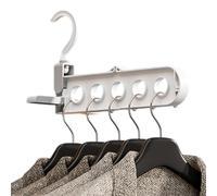 Foldable Clothes Hanger Rack Wall Mount | 5 Hole Retractable Drying Racks | Space Saving Closet Organizer, Laundry Drying Rack, Travel Hangers For Clothes Drying Rod