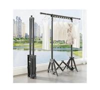 Foldable Clothes Rail - Adjustable Garment Rack for Home Space-Saving Drying Rack Easy Installation Black 143.5x193cm Perfect for Laundry & nization