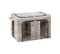 Foldable Clothes Storage Boxes, Galvanised Frame (Color #2) | double zipper, clear windows, sturdy, for bedding blankets