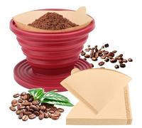 Foldable Coffee Filter, Silicone Coffee Dripper with 40 Cone Paper Filters, Camping Coffee Filter, Reusable Coffee Filter Holder, Portable Outdoor Coffee Filter Cone for Camping, Travel