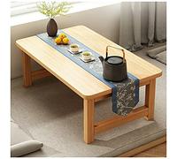 Foldable Coffee Table, Japanese Meditation Tea Table, Vintage Low Table, Laptop Tatami Table, Portable Low Picnic Table (Color : Beige, Size : 80x40x35cm)